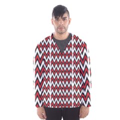 A Red And Black Zigzag Pattern On A White Background Men s Hooded Windbreaker