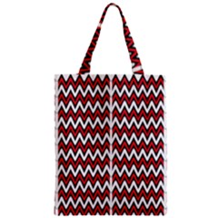 A Red And Black Zigzag Pattern On A White Background Zipper Classic Tote Bag