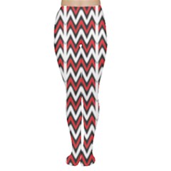 A Red And Black Zigzag Pattern On A White Background Tights