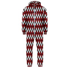 A Red And Black Zigzag Pattern On A White Background Hooded Jumpsuit (men)