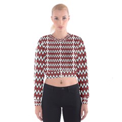 A Red And Black Zigzag Pattern On A White Background Cropped Sweatshirt