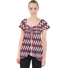 A Red And Black Zigzag Pattern On A White Background Lace Front Dolly Top