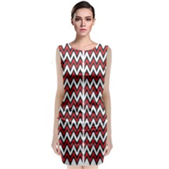 A Red And Black Zigzag Pattern On A White Background Sleeveless Velvet Midi Dress