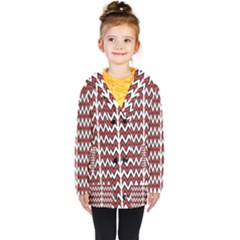 A Red And Black Zigzag Pattern On A White Background Kids  Double Breasted Button Coat