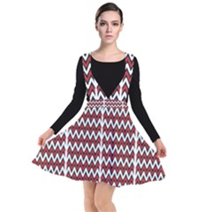 A Red And Black Zigzag Pattern On A White Background Plunge Pinafore Dress