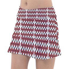 A Red And Black Zigzag Pattern On A White Background Classic Tennis Skirt by catchydesignhill