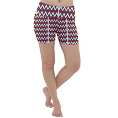 A Red And Black Zigzag Pattern On A White Background Lightweight Velour Yoga Shorts