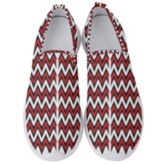 A Red And Black Zigzag Pattern On A White Background Men s Slip On Sneakers