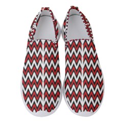 A Red And Black Zigzag Pattern On A White Background Women s Slip On Sneakers