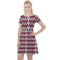 A Red And Black Zigzag Pattern On A White Background Cap Sleeve Velour Dress 