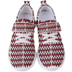 A Red And Black Zigzag Pattern On A White Background Women s Velcro Strap Shoes by catchydesignhill