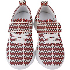 A Red And Black Zigzag Pattern On A White Background Kids  Velcro Strap Shoes by catchydesignhill