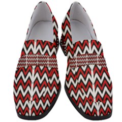 A Red And Black Zigzag Pattern On A White Background Women s Chunky Heel Loafers