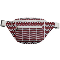 A Red And Black Zigzag Pattern On A White Background Fanny Pack