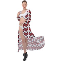 A Red And Black Zigzag Pattern On A White Background Maxi Chiffon Beach Wrap