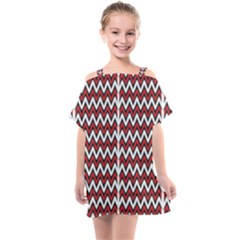 A Red And Black Zigzag Pattern On A White Background Kids  One Piece Chiffon Dress