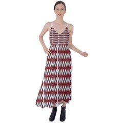 A Red And Black Zigzag Pattern On A White Background Tie Back Maxi Dress