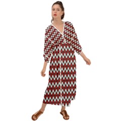 A Red And Black Zigzag Pattern On A White Background Grecian Style  Maxi Dress