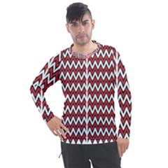 A Red And Black Zigzag Pattern On A White Background Men s Pique Long Sleeve T-shirt