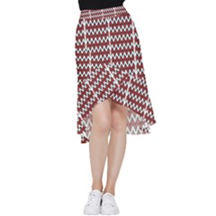 A Red And Black Zigzag Pattern On A White Background Frill Hi Low Chiffon Skirt