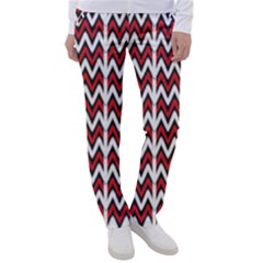 A Red And Black Zigzag Pattern On A White Background Women s Casual Pants