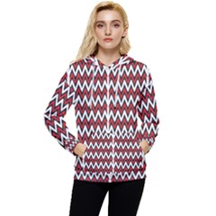 A Red And Black Zigzag Pattern On A White Background Women s Lightweight Drawstring Hoodie