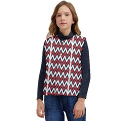 A Red And Black Zigzag Pattern On A White Background Kid s Button Up Puffer Vest	