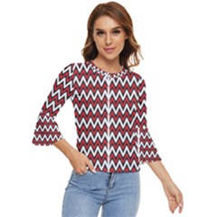 A Red And Black Zigzag Pattern On A White Background Bell Sleeve Top