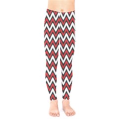 A Red And Black Zigzag Pattern On A White Background Kids  Classic Winter Leggings