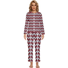 A Red And Black Zigzag Pattern On A White Background Womens  Long Sleeve Lightweight Pajamas Set