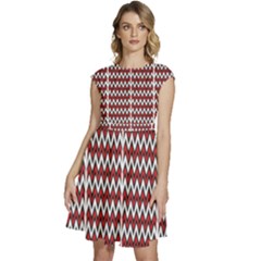 A Red And Black Zigzag Pattern On A White Background Cap Sleeve High Waist Dress by catchydesignhill