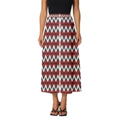 A Red And Black Zigzag Pattern On A White Background Classic Midi Chiffon Skirt