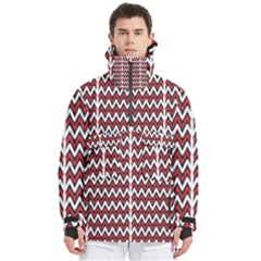 A Red And Black Zigzag Pattern On A White Background Men s Pullover Zip Ski And Snowboard Waterproof Breathable Jacket