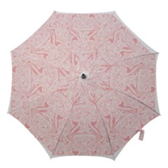 A Pink And White Abstract Design On A White Background Hook Handle Umbrellas (medium)