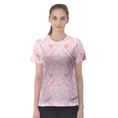 A Pink And White Abstract Design On A White Background Women s Sport Mesh T-shirt