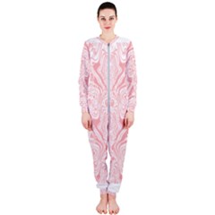 A Pink And White Abstract Design On A White Background Onepiece Jumpsuit (ladies)