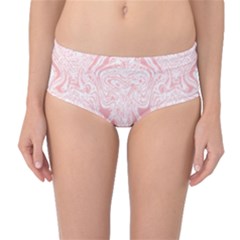 A Pink And White Abstract Design On A White Background Mid-waist Bikini Bottoms