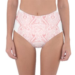 A Pink And White Abstract Design On A White Background Reversible High-waist Bikini Bottoms