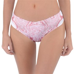 A Pink And White Abstract Design On A White Background Reversible Classic Bikini Bottoms