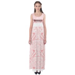 A Pink And White Abstract Design On A White Background Empire Waist Maxi Dress