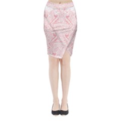 A Pink And White Abstract Design On A White Background Midi Wrap Pencil Skirt