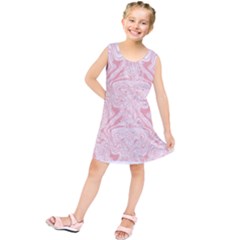 A Pink And White Abstract Design On A White Background Kids  Tunic Dress