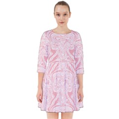 A Pink And White Abstract Design On A White Background Smock Dress