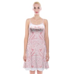 A Pink And White Abstract Design On A White Background Spaghetti Strap Velvet Dress