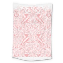 A Pink And White Abstract Design On A White Background Large Tapestry