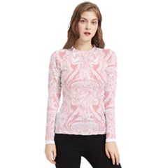 A Pink And White Abstract Design On A White Background Women s Long Sleeve Rash Guard