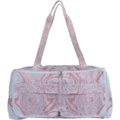 A Pink And White Abstract Design On A White Background Multi Function Bag