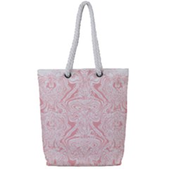 A Pink And White Abstract Design On A White Background Full Print Rope Handle Tote (small)