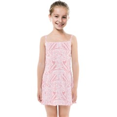 A Pink And White Abstract Design On A White Background Kids  Summer Sun Dress by catchydesignhill