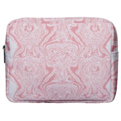 A Pink And White Abstract Design On A White Background Make Up Pouch (large)